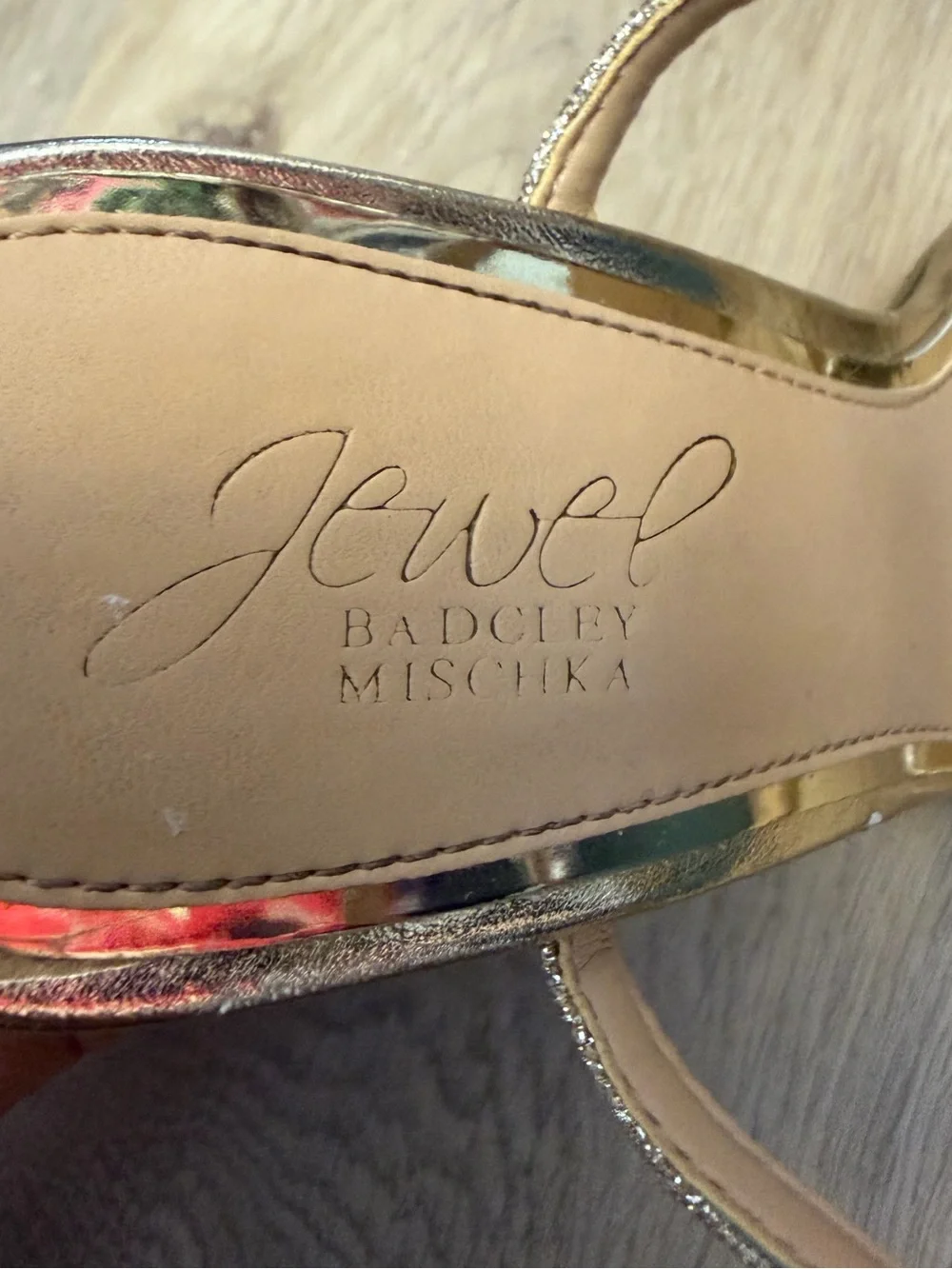 Jewel Badgley Mischka Gold Strappy Wedge Sandals